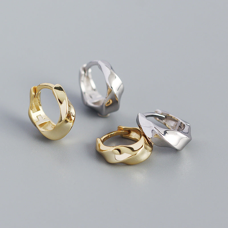 Minimalist Geometric Metal Wind Twisted Glossy Earrings Earrings