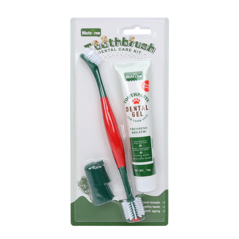 Ensemble Brosse à Dents Dentifrice pour Animaux de Compagnie et Doigtier de Nettoyage pour Chat et Chien
