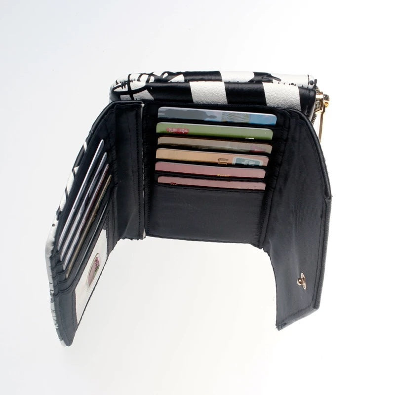 Portefeuille de dessin animé Crâne Long portefeuille à boucle en cuir PU Pochette tendance