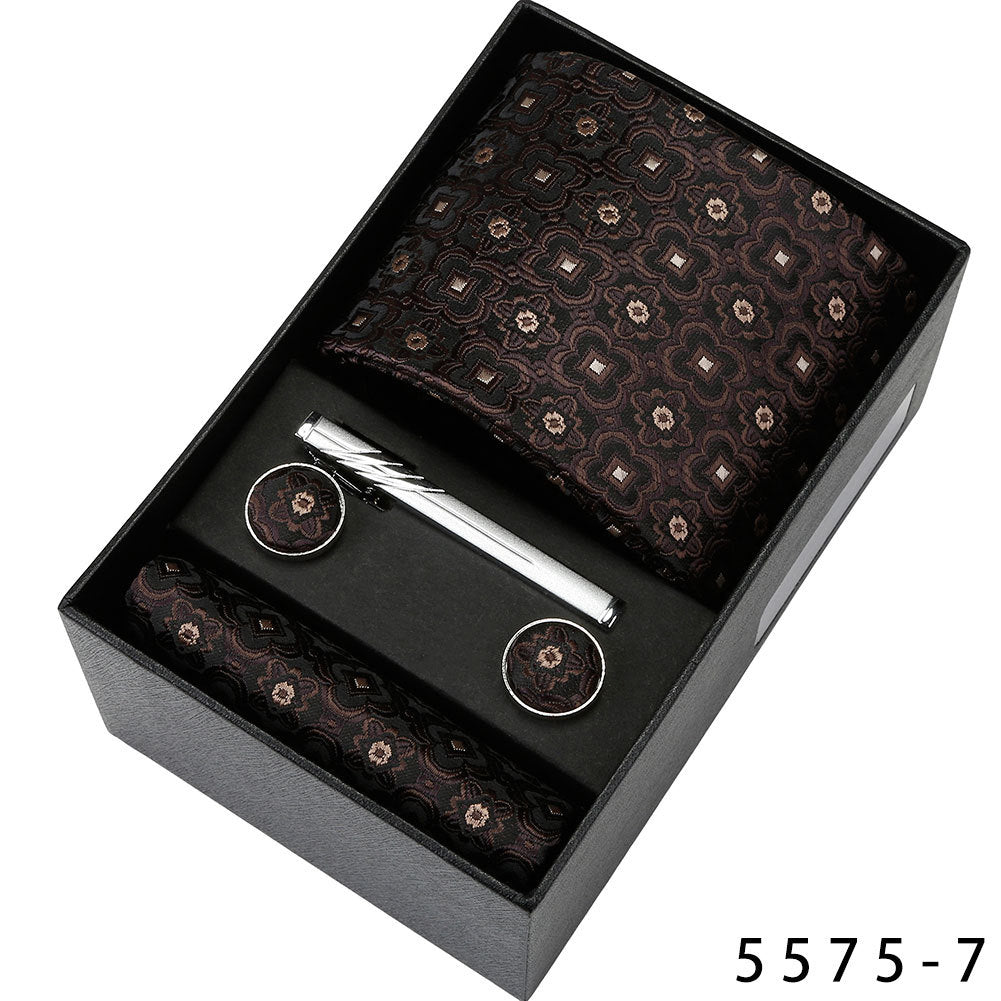 Men's Casual Banquet Tie Square Scarf Cufflinks Five-piece Set