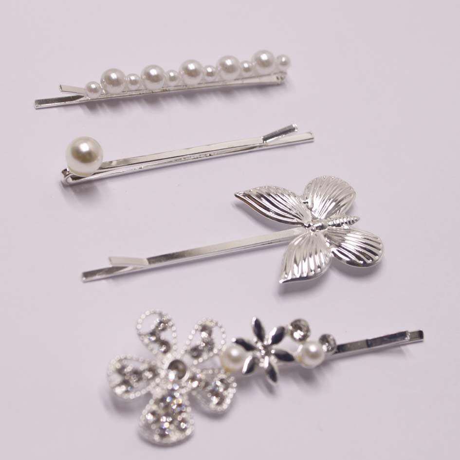 Barrettes Papillon Fleur Vintage Perle Tendance