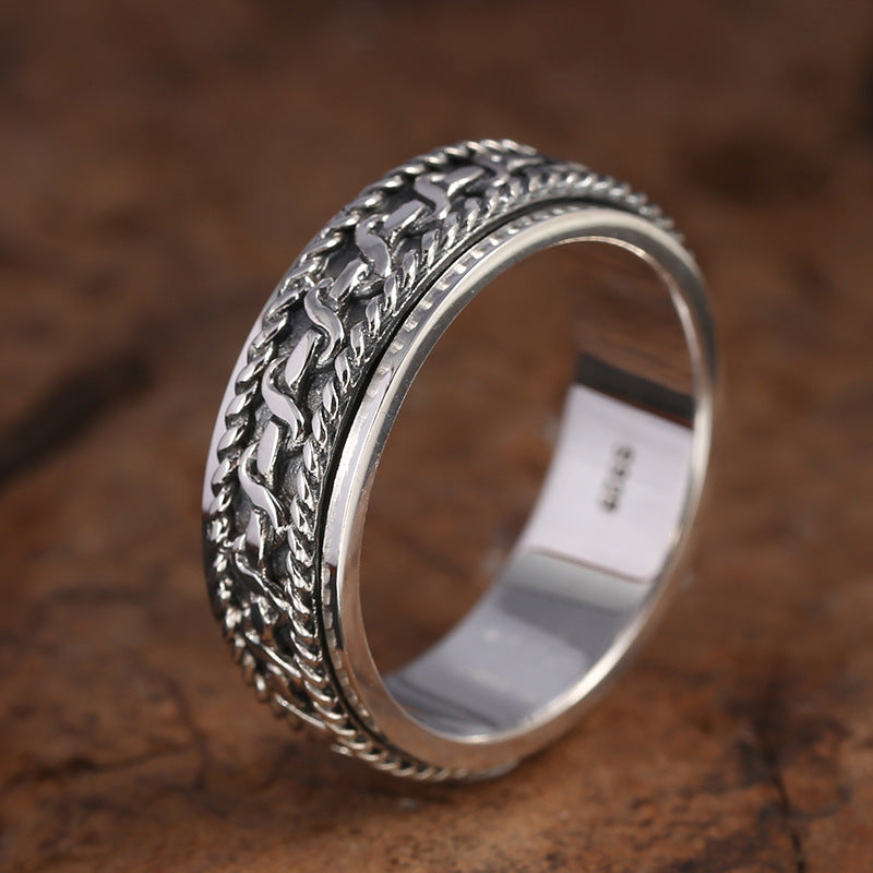 Vintage Thai Silver Jewelry Hemp Rope Ring