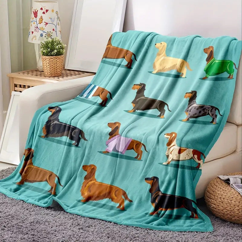 Dachshund Blanket Flannel Square Cover Blanket