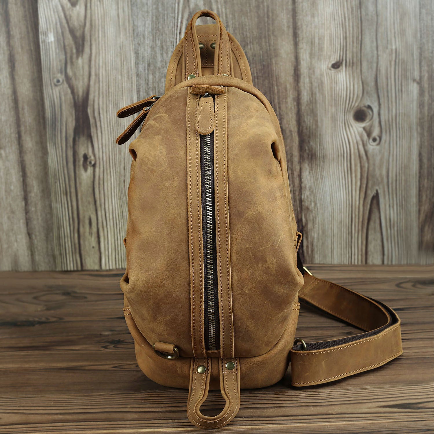 Sac de poitrine en cuir grande capacité pour homme