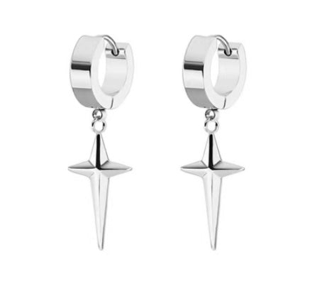 Boucles d'oreilles clous homme en acier inoxydable à pampilles un point