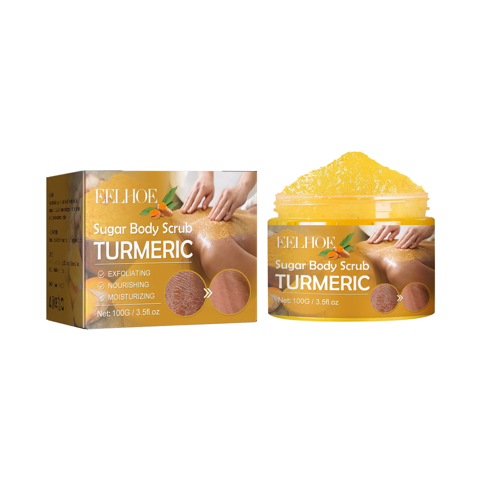 Crème Gommage Corps au Curcuma Atténuation des Cicatrices de Variole Hydratante Rafraîchissante Lissante Rajeunissante Nettoyante Exfoliante Corporelle