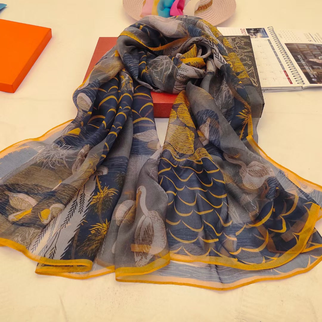 Women's Autumn Digital Inkjet Printing Silk Scarf