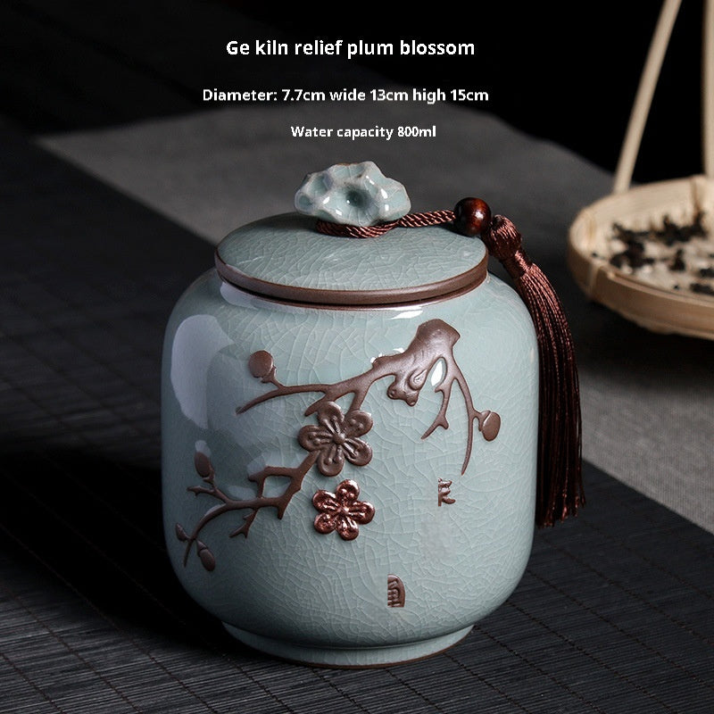 Ge Kiln Tea Jar Relief Sealed Tank Medium Tea Package Box