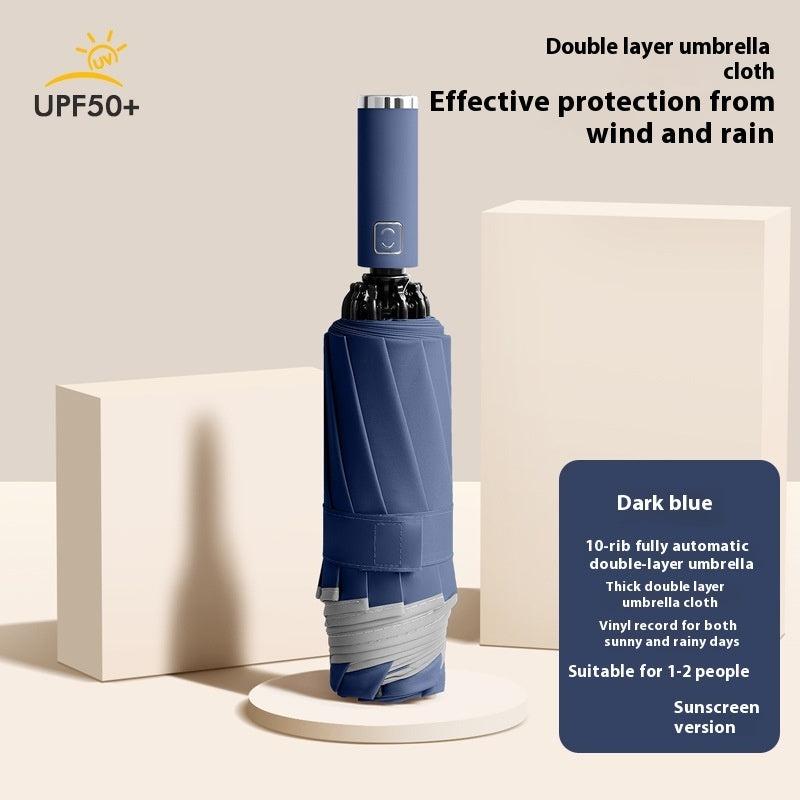 10-bone Automatic Vinyl Double-layer Reverse Umbrella