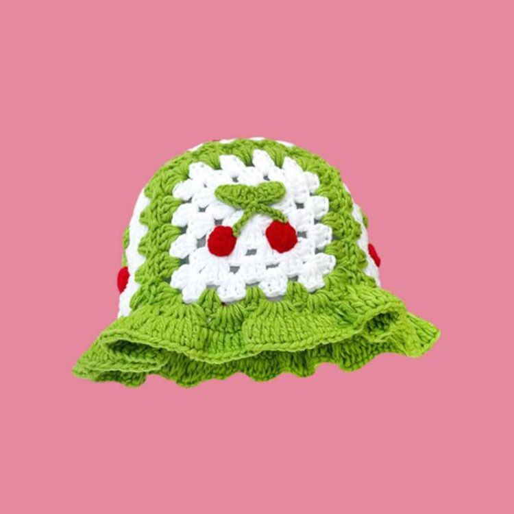 Cherry Hand Knit Sweater Hat Keeps Warm And Fashionable