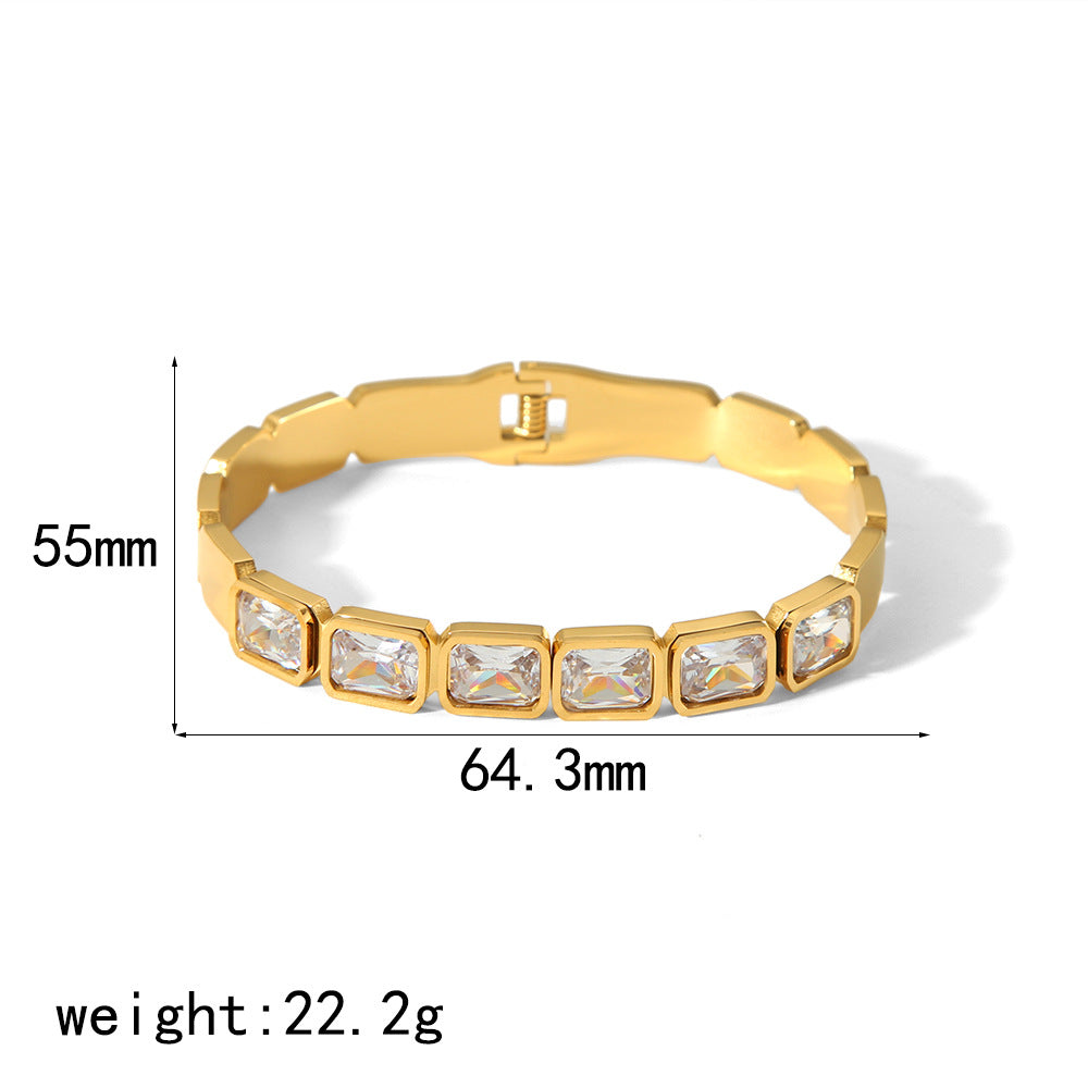 Bracelet tendance personnalisé en or 18 carats incrusté de zircons