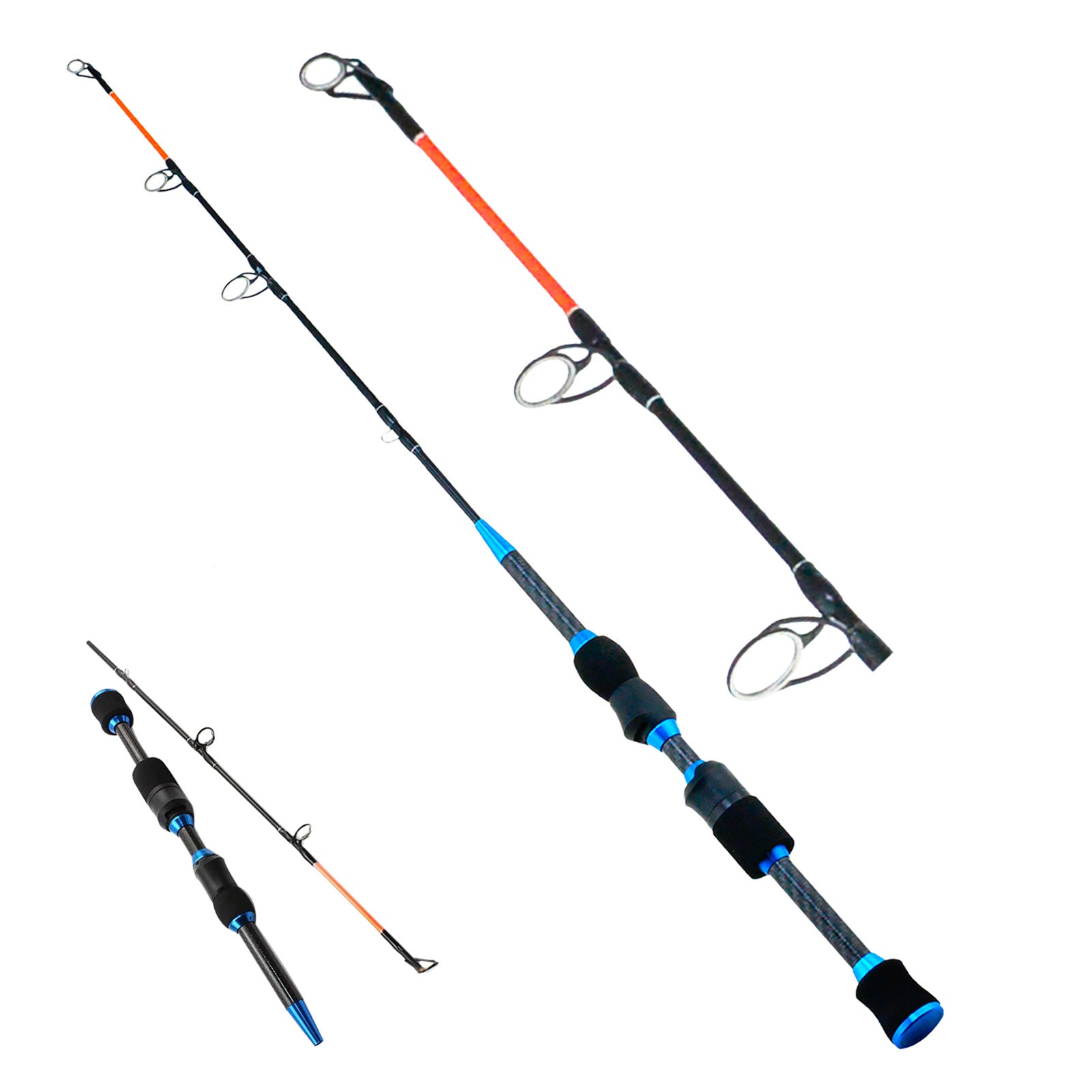Canne à pêche à moulinet d'hiver en carbone à deux sections pour petits leurres, portable pour la pêche en bateau et la pêche hivernale