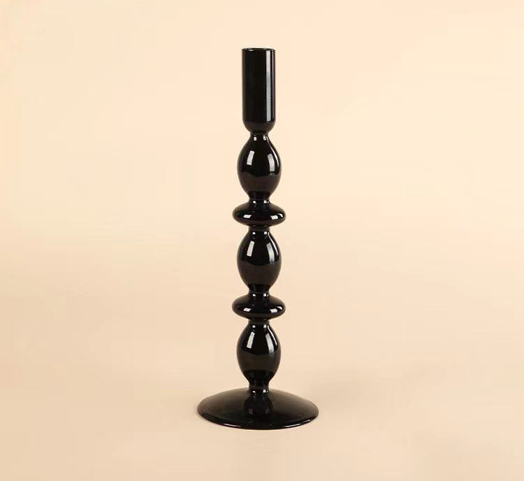 Black Glass Candlestick Nordic Romantic French Home Soft Decoration