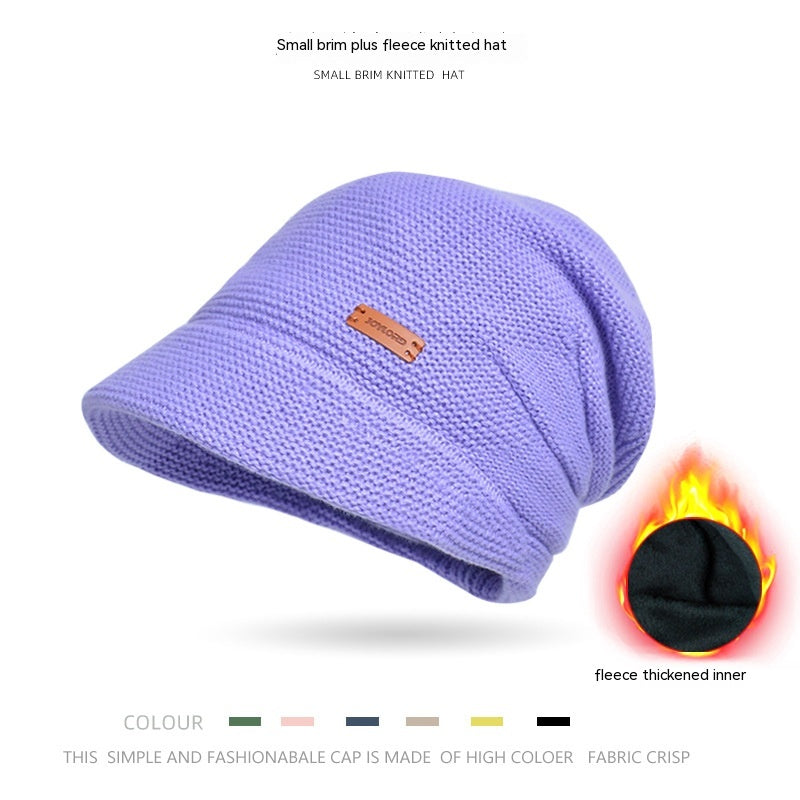Fleece-lined Pile Heap Cap Female Outdoor Keep Warm Pullover Hat Confinement Cap