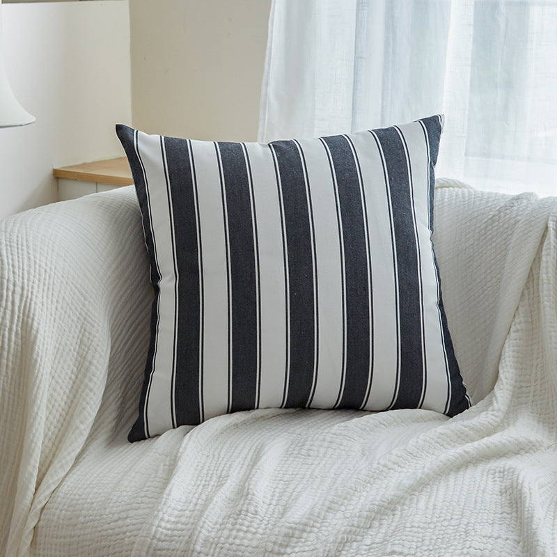 Polyester Cotton Black And White Checkered Pillow And Backrest Cushion