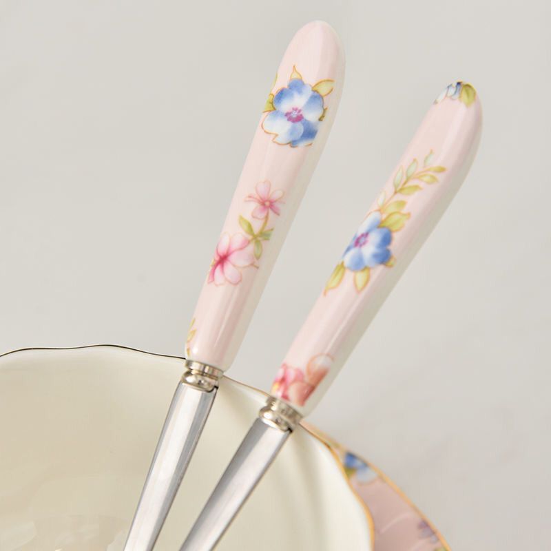 Ceramic Flower Tea Cup Coffee Suit Household Watchband Spoon