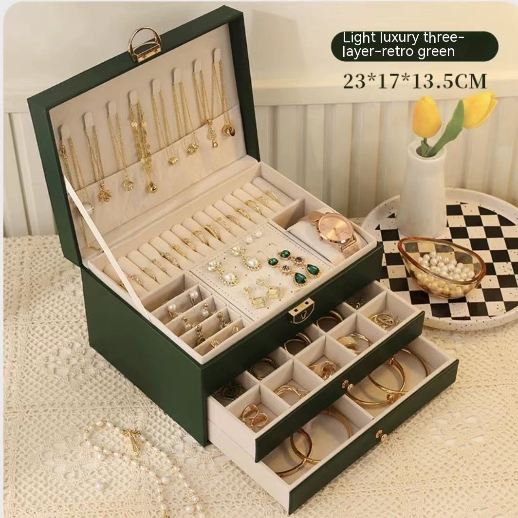 Three Layer Lockable Jewelry Storage Box