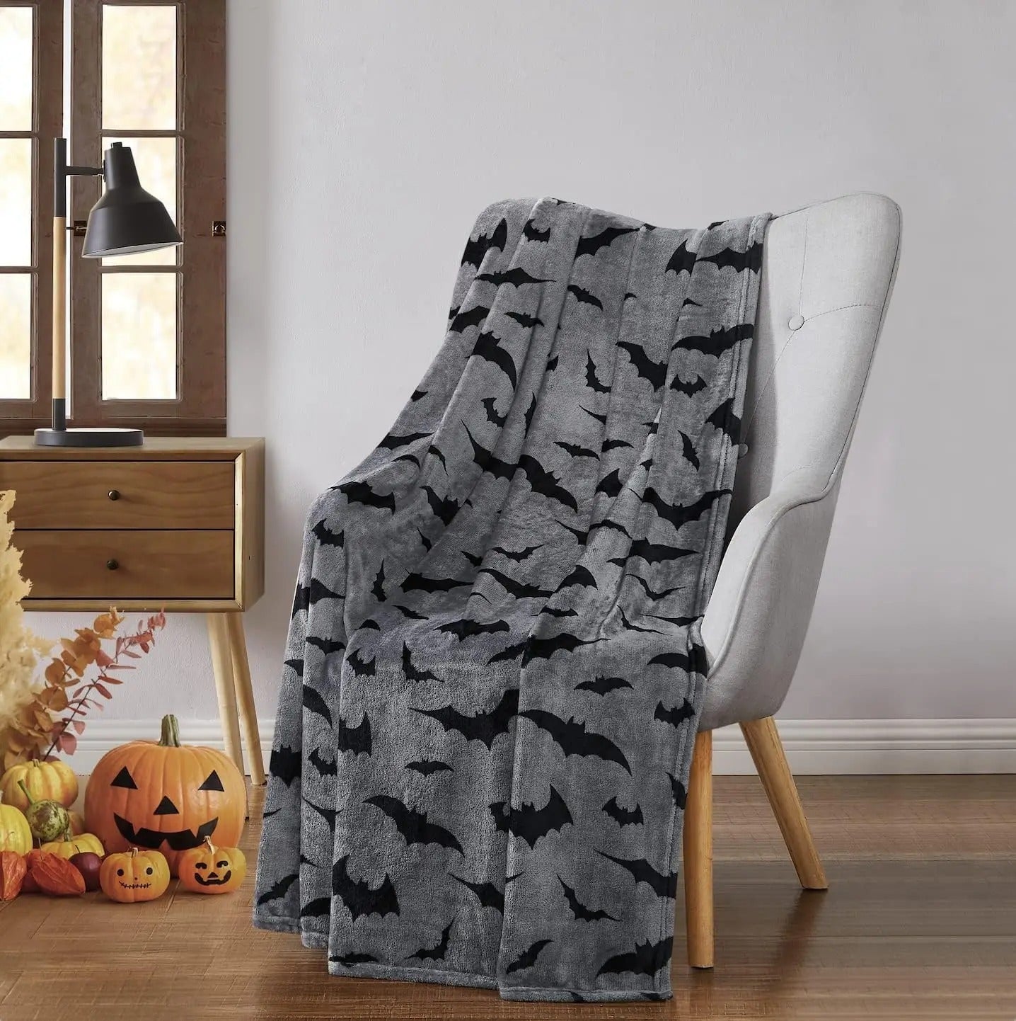 Gray Velvet Bat Flannel Blanket