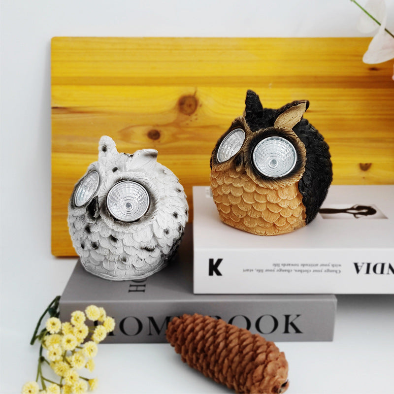 Solar Resin Owl Decorative Products LED Lights Creative Outdoor Courtyard Decoration Gifts
