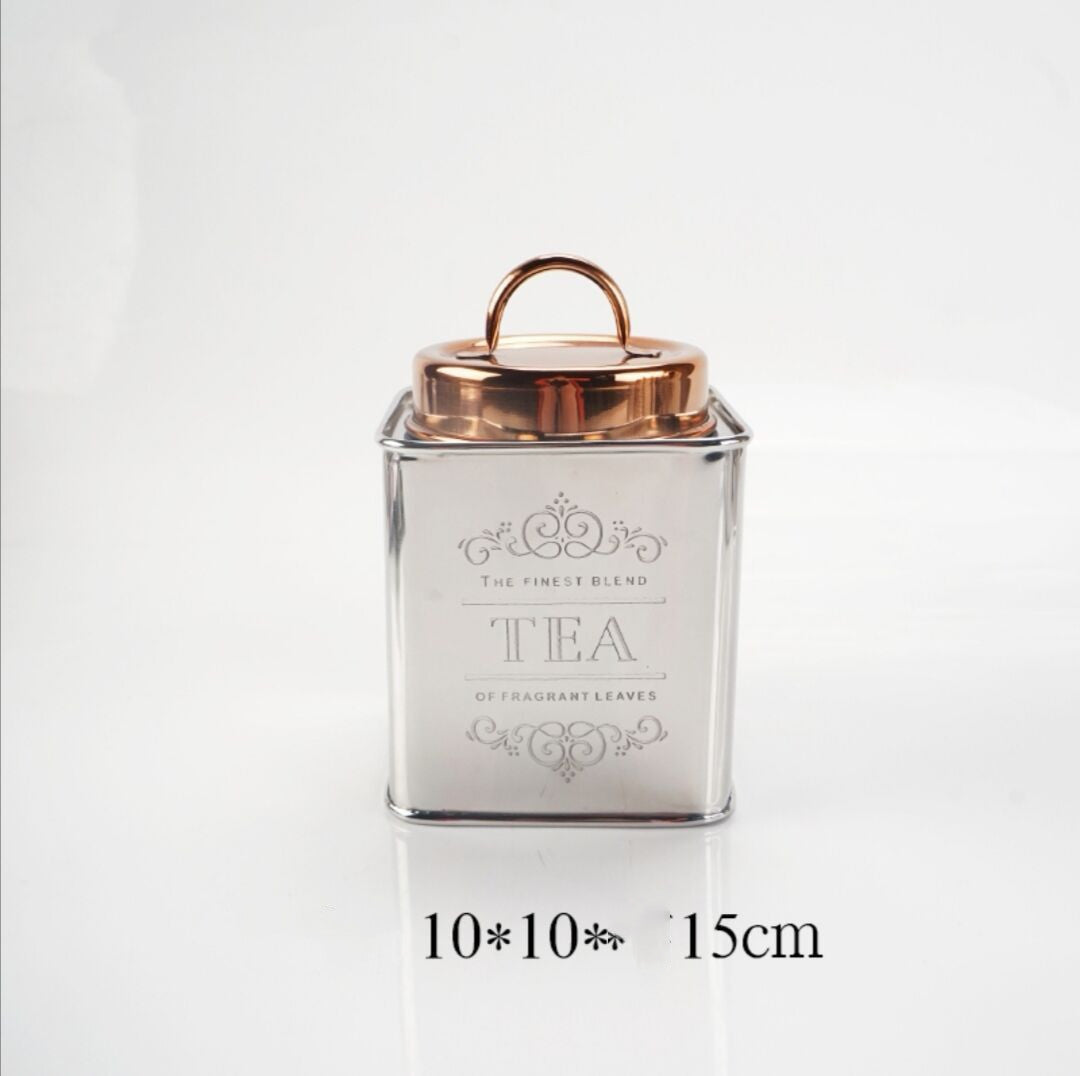 Boîtes de rangement en métal et verre pour café et thé, fournitures de cuisine, décoration de table