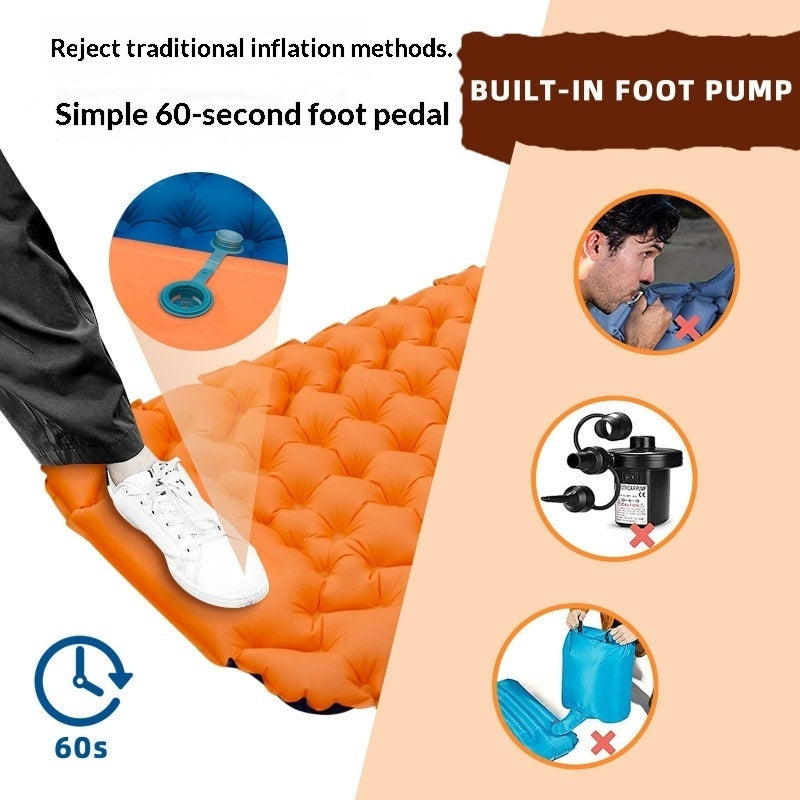 Outdoor Portable Foldable Foot-Pump Car-Carrying Inflatable Camping Mat