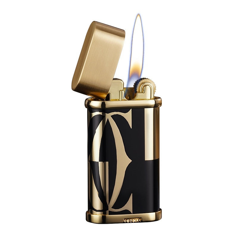 New Grinding Wheel Oblique Fire High-grade Electroplating Resin Craft Retro Men's Gift Open Flame Gas Lighters