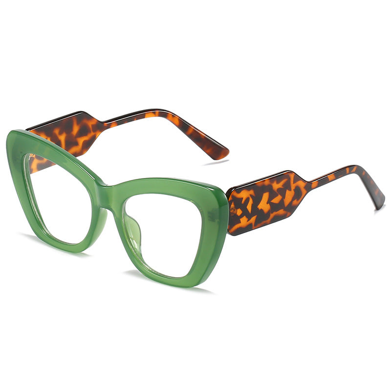 Cat Eye Sunglasses Personality Fashion Color Contrast Large Frame Glasses All-match Flat Sunglasses