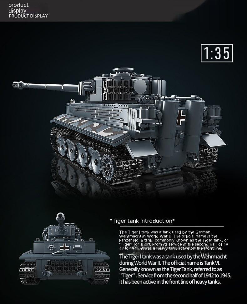 Tiger Tank Model Electric Remote Control Children's Puzzle DIY Assembled Building Block Toys