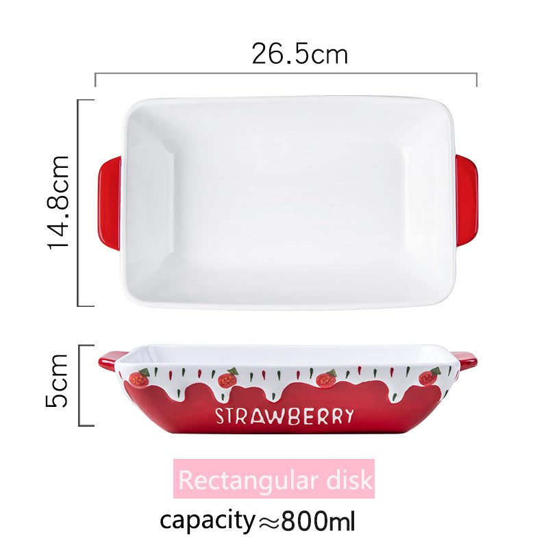 Fashion Strawberry Creative Plate Dishes Home Baking Pan Ceramic Cute Plate