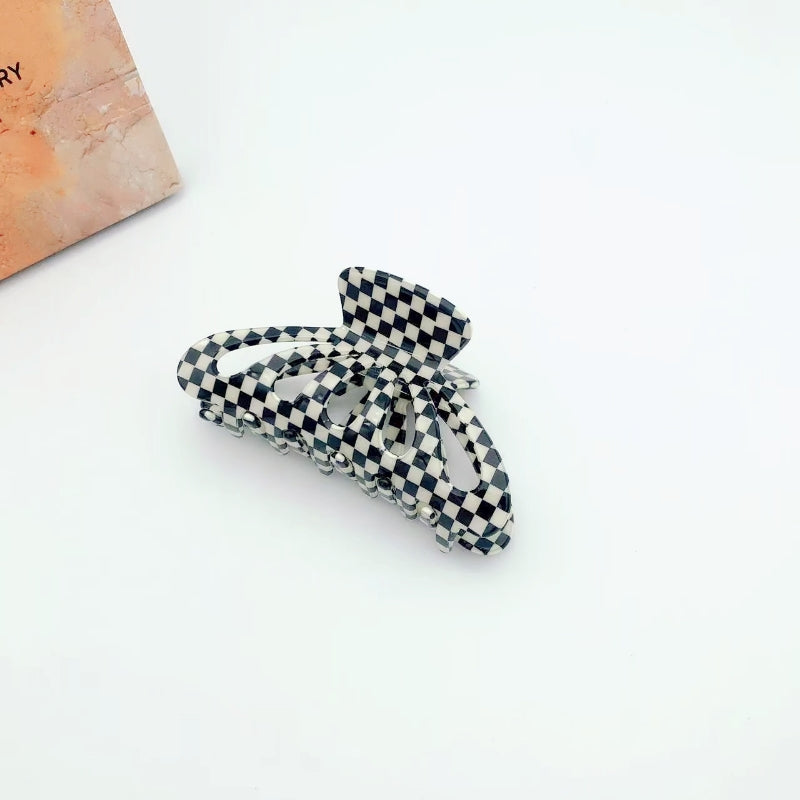 9CM Plaid Barrettes Girly Temperamental Hollow Grip