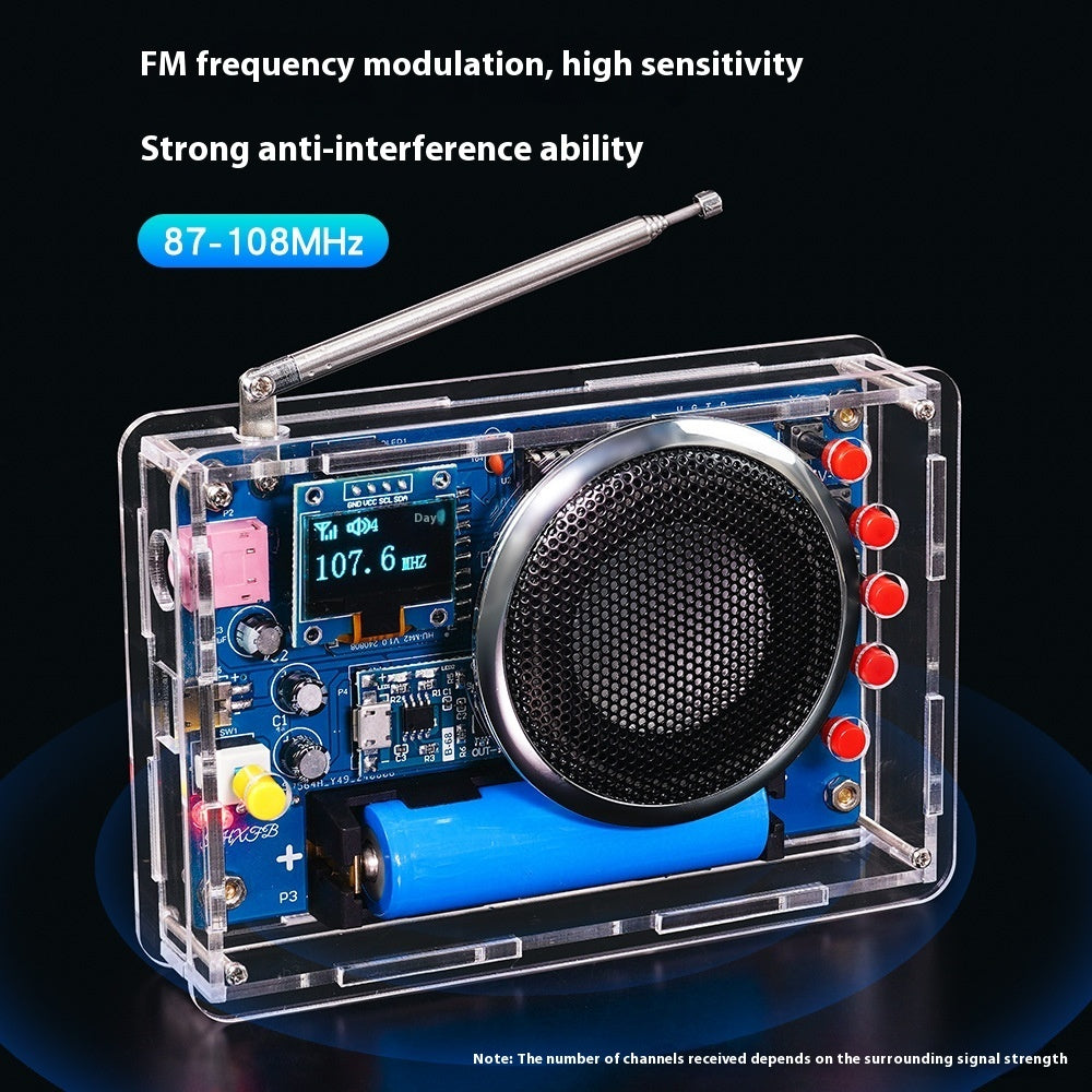 OLED Display Radio Assembly Kit Rechargeable FM Radio Circuit Board Welding Electronic DIY Production