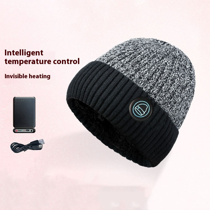 Bonnet de ski chauffant d'hiver, doublure en polaire, casquette chauffante
