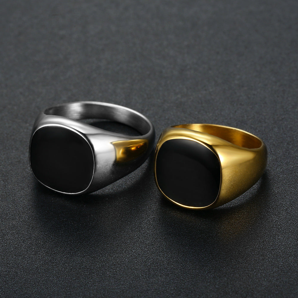 Coolx - Black Square Mens Ring