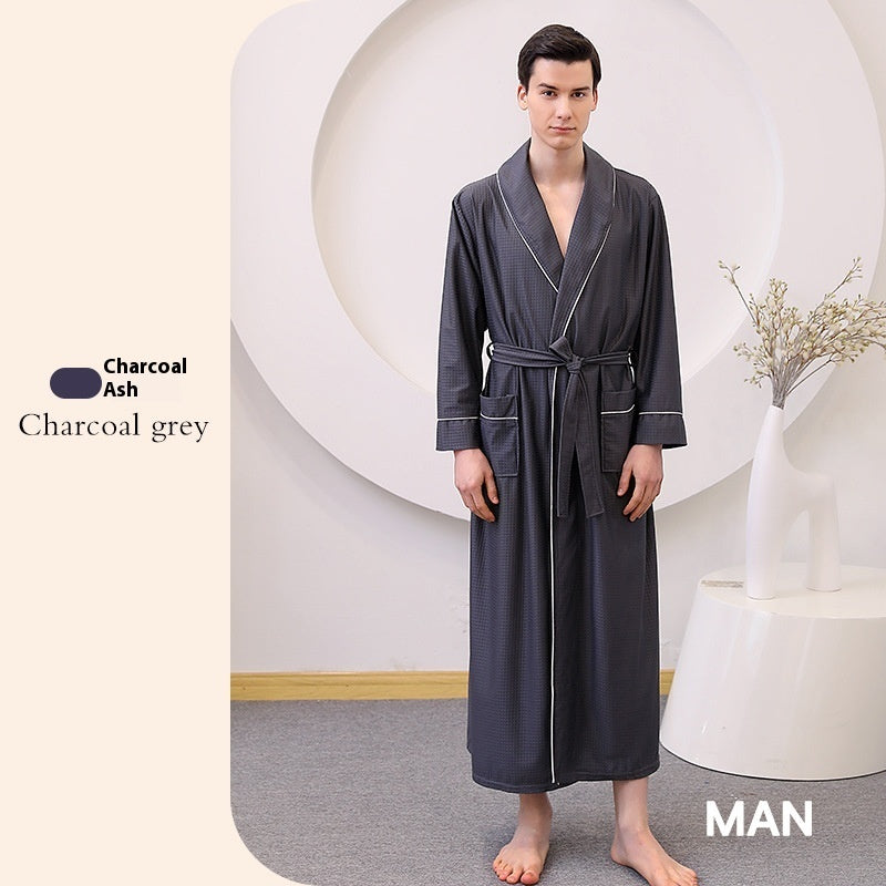 Thin Satin Bathrobe Water-absorbing Quick-drying Couple Nightgown