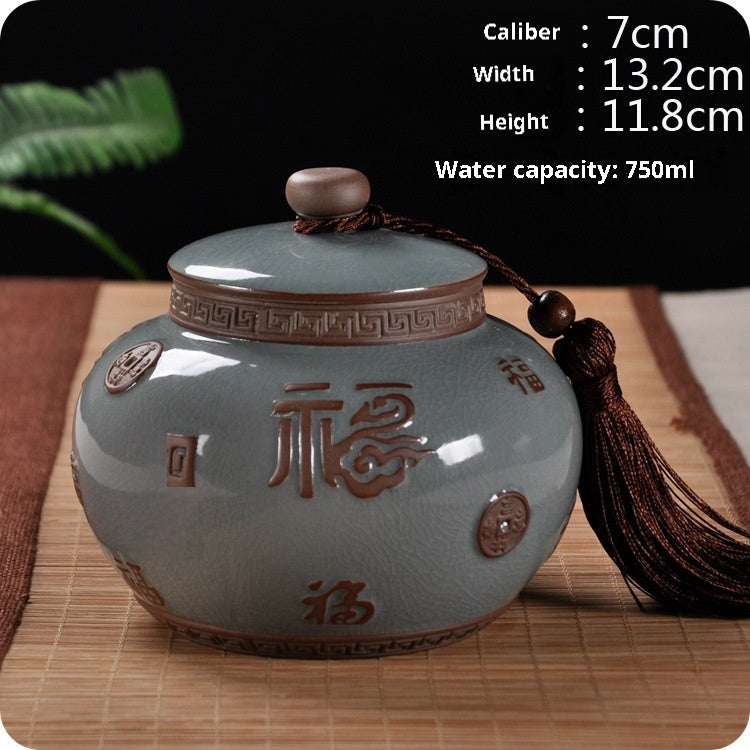 Ge Kiln Tea Jar Relief Sealed Tank Medium Tea Package Box