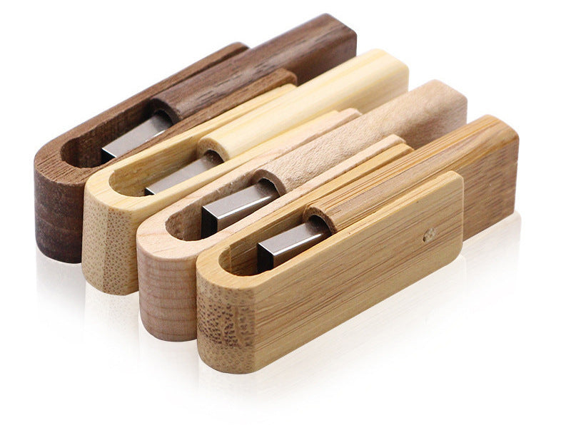 Wooden USB Flash Drive With Rotating Clip