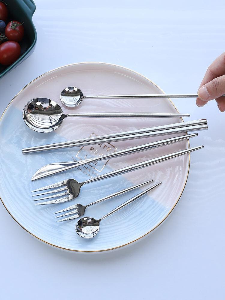 Nordic Style 304 Stainless Steel Western Food Knife Spoon Chopsticks Four-piece Set