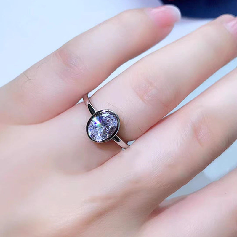 Bague de mariage pour femme avec diamant blanc ovale, taille fleur de givre