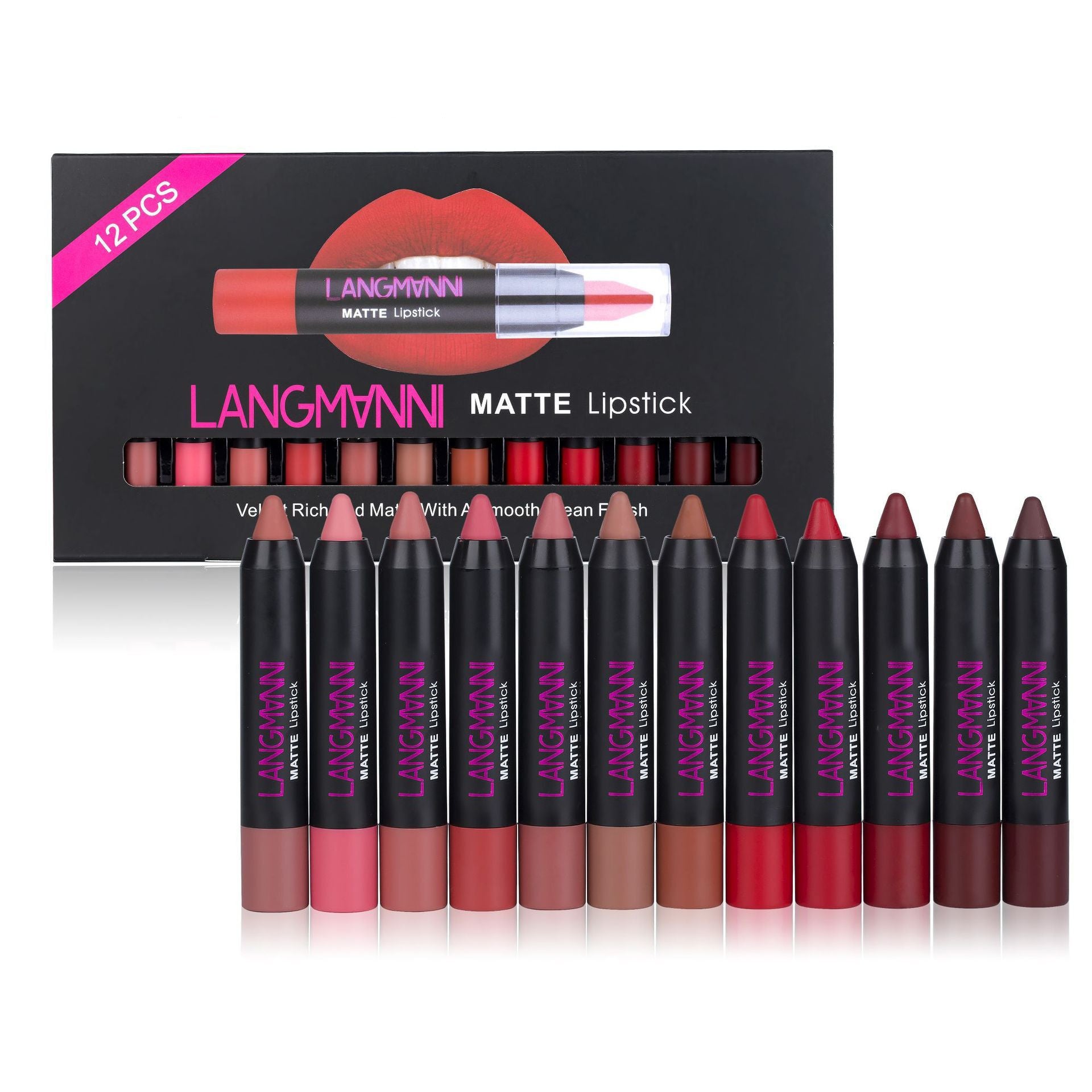 Kit de 12 Rouges à Lèvres Mat Longue Durée