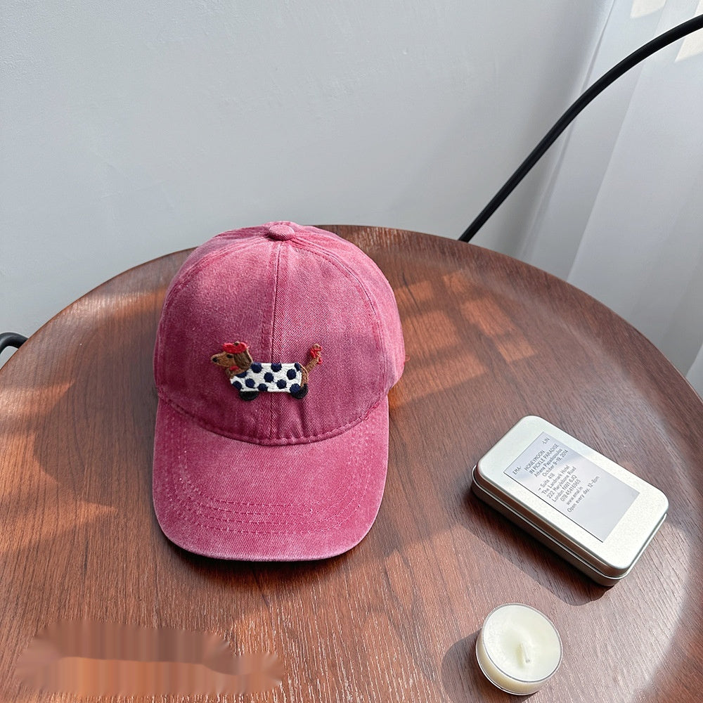 Washed Distressed Baseball Cap For Women