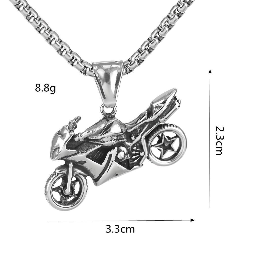 Titanium Steel Men's Pendant Necklace Vintage Motorcycle Tag