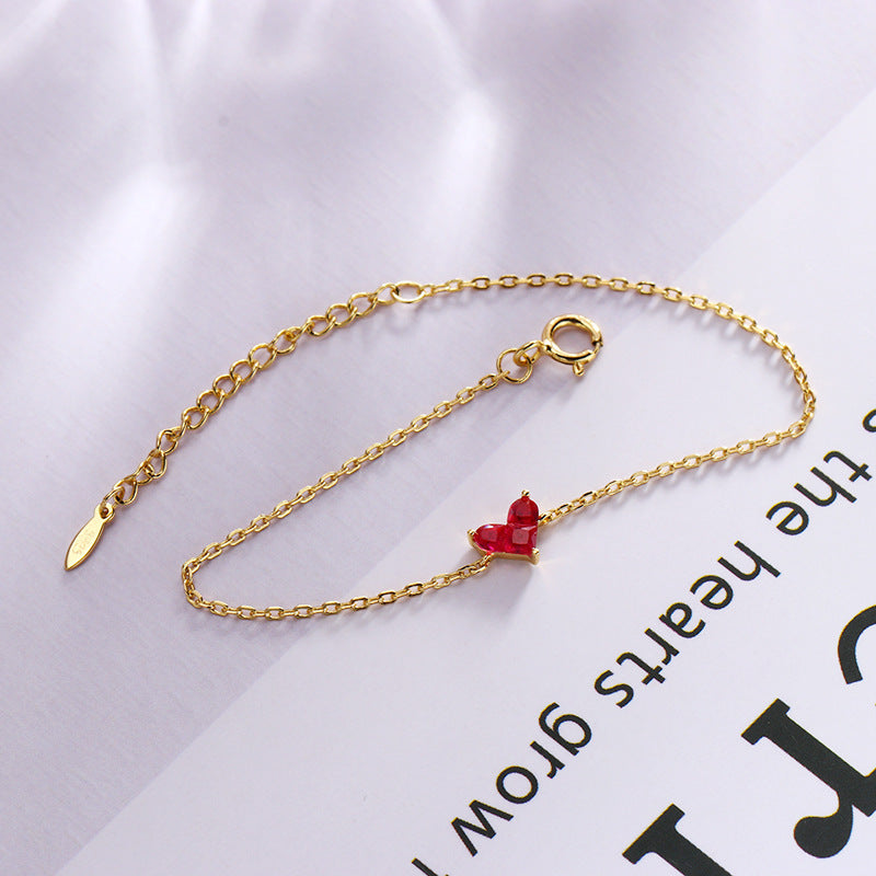 Women's Simple Light Jewelry Stitching Heart Zircon Bracelet