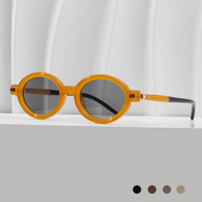 Lunettes de soleil ovales rétro artistiques charmantes modernes anti-lumière bleue