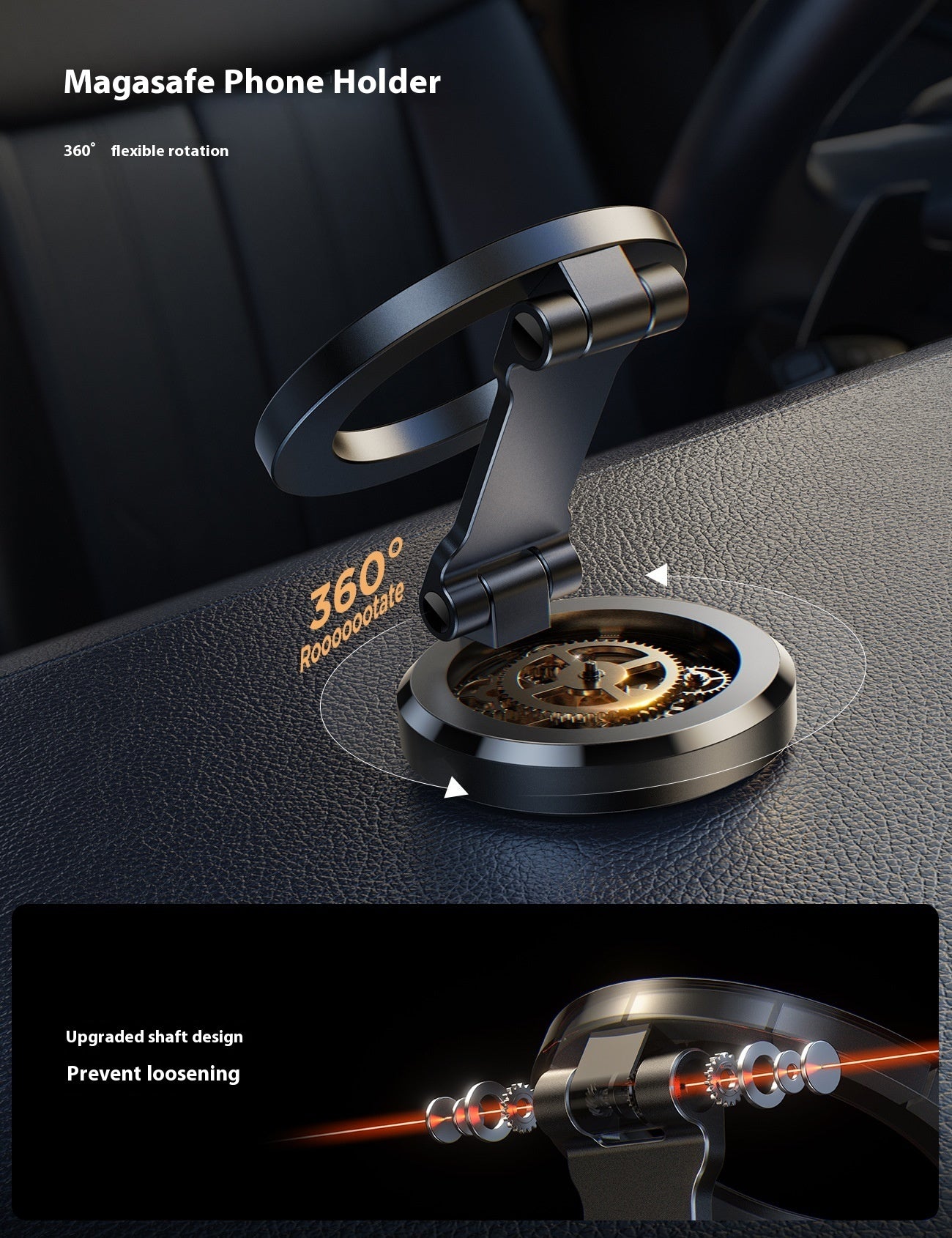 Support de Téléphone de Voiture Magnétique Pliable pour Tableau de Bord en Alliage d'Aluminium pour la Navigation de Voiture