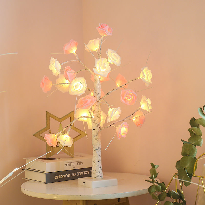 Lampe sapin de Noël Rose Scintillante