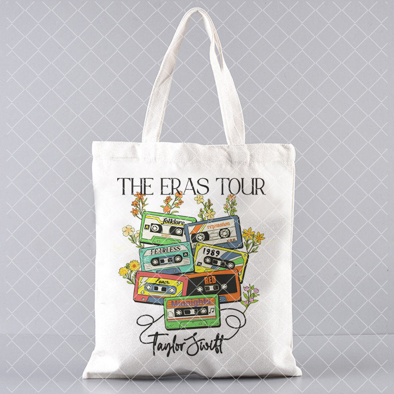 Printed Canvas One Shoulder Shopping Bag
