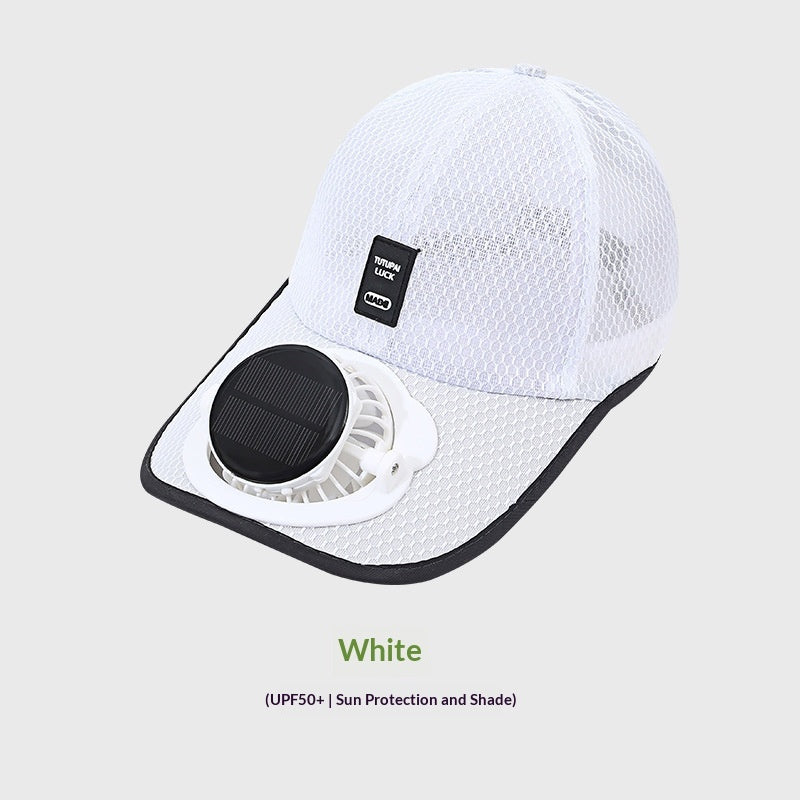 Breathable Mesh Cap With A Solar-powered Fan