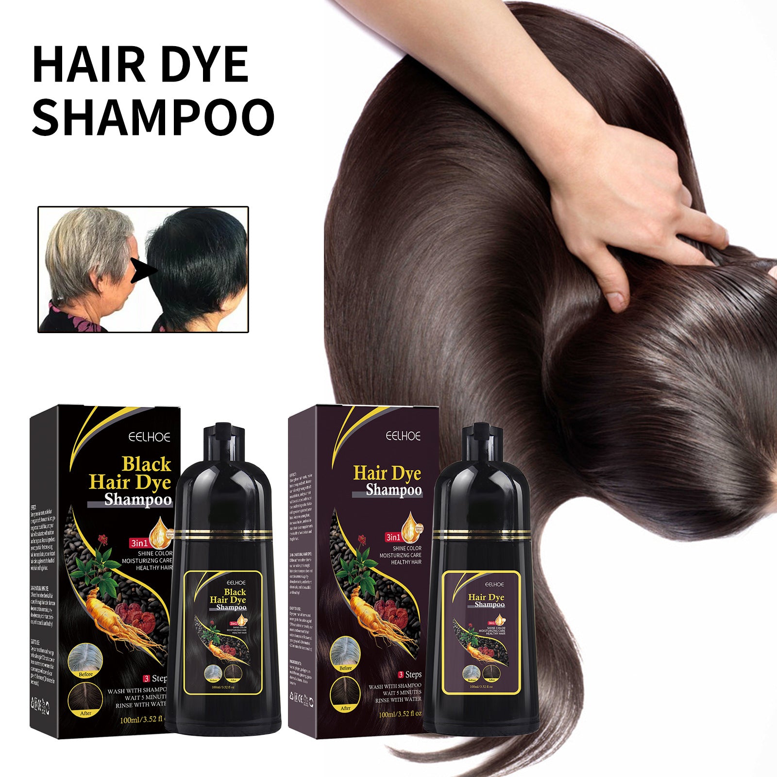 Shampooing Blanc au Noir Nettoyage Réparateur Noir Doux