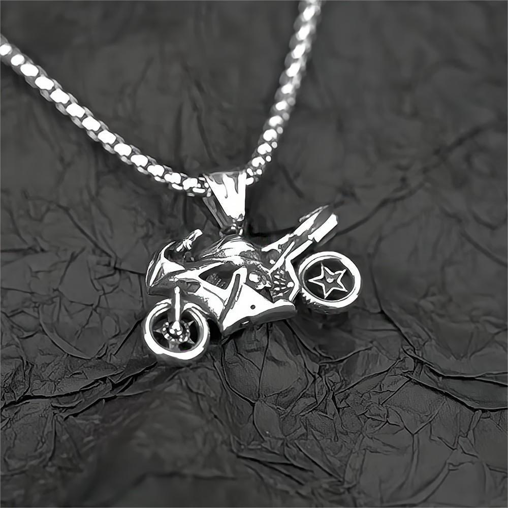 Titanium Steel Men's Pendant Necklace Vintage Motorcycle Tag