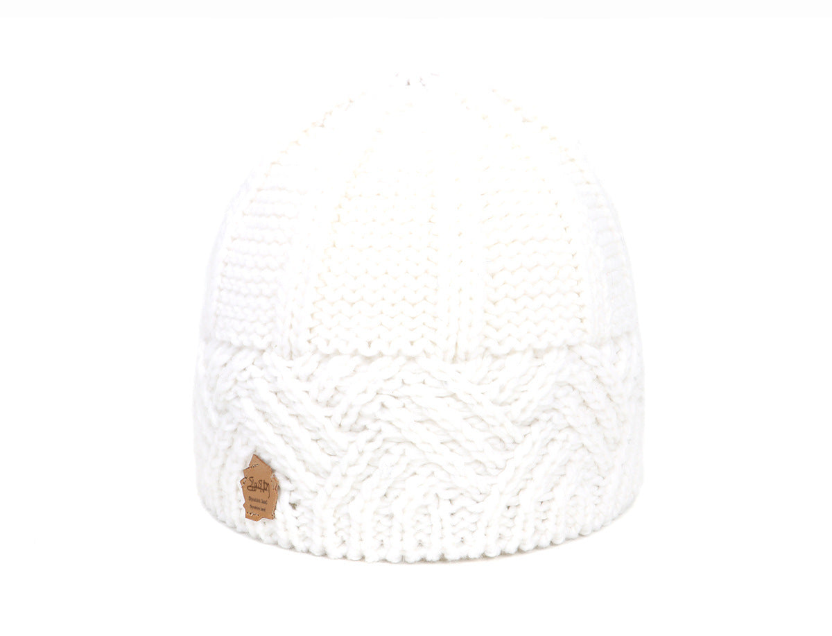 Retro Style Rhombus Lattice Thick Needle Wool Knit Hat
